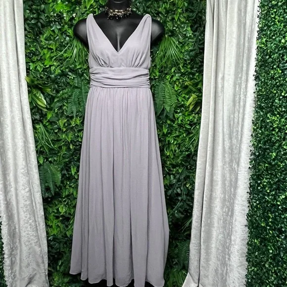 Ever Pretty Dress Gray Maxi Sleeveless Evening Gown Formal Party Large 3002 - Picture 2 of 9